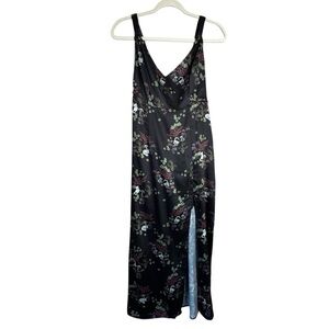 Urban Outfitters Mikayla Floral Midi Dress Black Size S Cat Mushroom Print H22